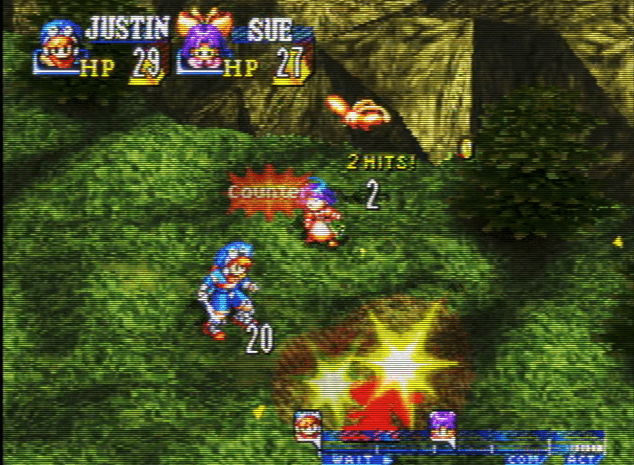 Screenshot of Grandia's combat showing a counter