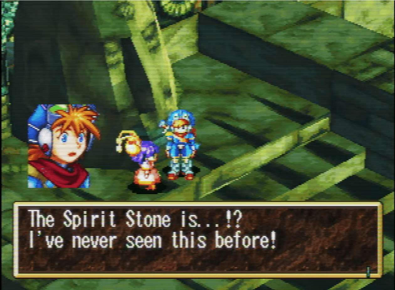 Justin is surprised by the Spirit Stone flashing, he says: 'The spirit stone is...!? I've never seen this before!